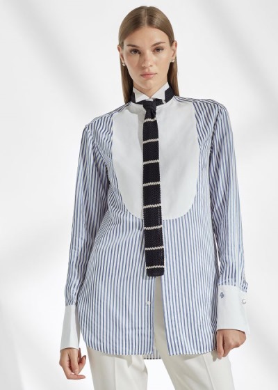 Women's Ralph Lauren Damien Striped Satin Shirts | 472310ASP